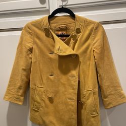 Tory Burch Double Breasted Button Coat Jacket Genuine Suede /Leather Jacket - Hooiday Christmas Gift