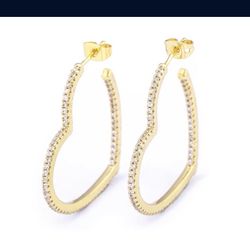 Gold Plated Heart Hoop Earrings