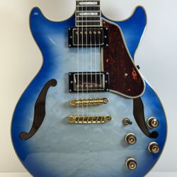 Exquisite Ibanez Artcore Expressionist AM93QM Semi-hollow Electric Guitar - Jet Blue Burst (Like New)
