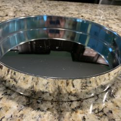 New 11 Inch Round Thick Chrome Finished Plastic Serving Tray/Plant Water Tray Or Other Uses