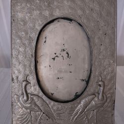 Antique 1920s Peacock Metal Picture Frame No Glass