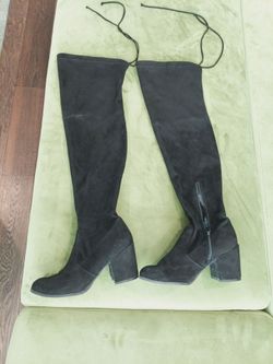 Black Suede Over The Knee Boots