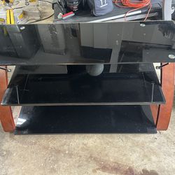 Glass And Wood Entertainment Center Media Console