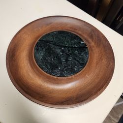 MCM Teak/Marble Serving Dish 