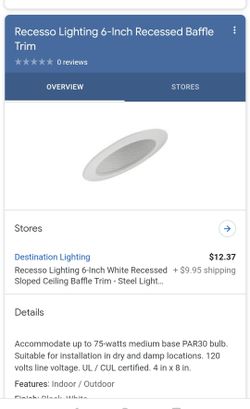 Recesso Lighting 6-Inch Recessed Baffle Trim