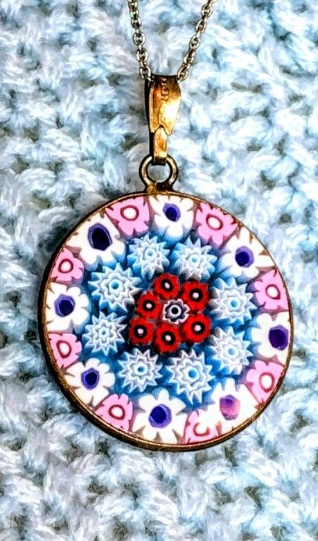 Antique Murano Pendant On Sterling Silver Necklace 