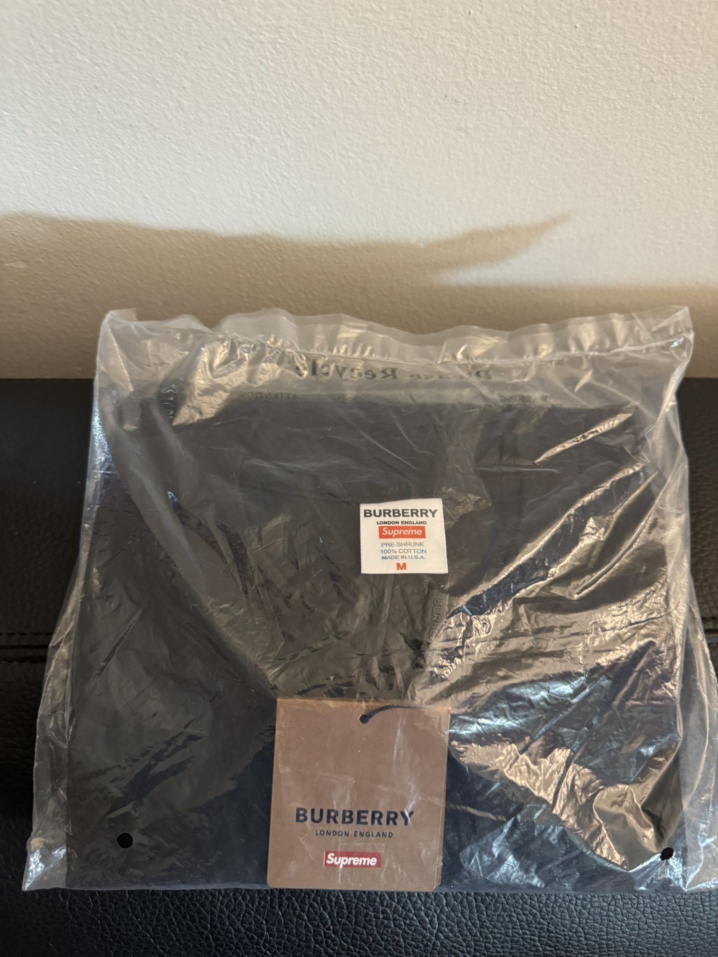 Supreme Burberry Box Logo Tee (Size Medium) Black