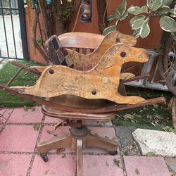 Antique Childs Wooden Rocking Horse Late 19 Century