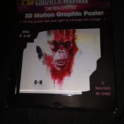  Godzilla x Kong The New Empire 3D Motion Lenticular Graphic Poster. Measuring 8x10 inches, this medium-sized, framed 