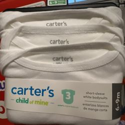 Carter's Child of Mine Baby Unisex shirt Sleeve White Bodysuit, 3-Pack, 6-9m