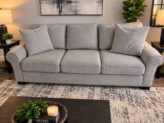 Light Gray Three-Cushion Rolled Arm Sofa