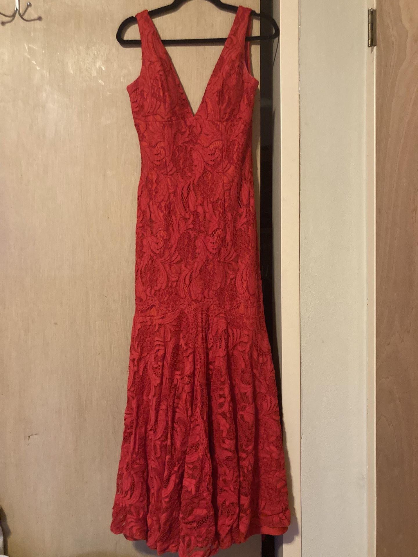 Jovani Red Lace Mermaid Dress
