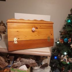 Vintage Large Wooden Bread Box/ Storage Box