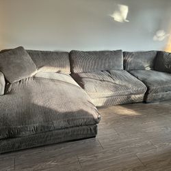 Cloud Sectional Sofa – Oversized Corduroy in Charcoal Grey