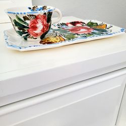 Unique Porcelain Coffe Cup W/tray Set,  $15 Each Set