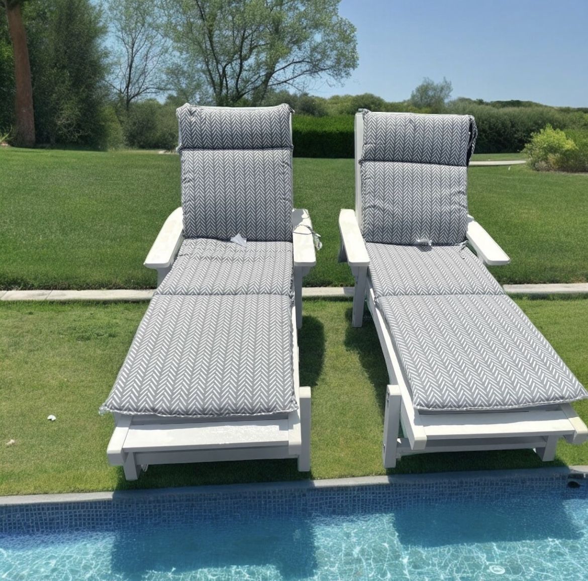 2 Pool Chairs Loungers Adirondack Material Durable