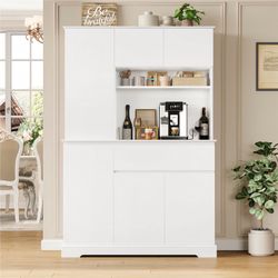 Clearance! 71"H Kitchen Pantry Cabinet with Microwave Shelf, Cable Management, Kirklyn