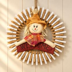 Fall Scarecrow Welcome Wooden Wreath Pins