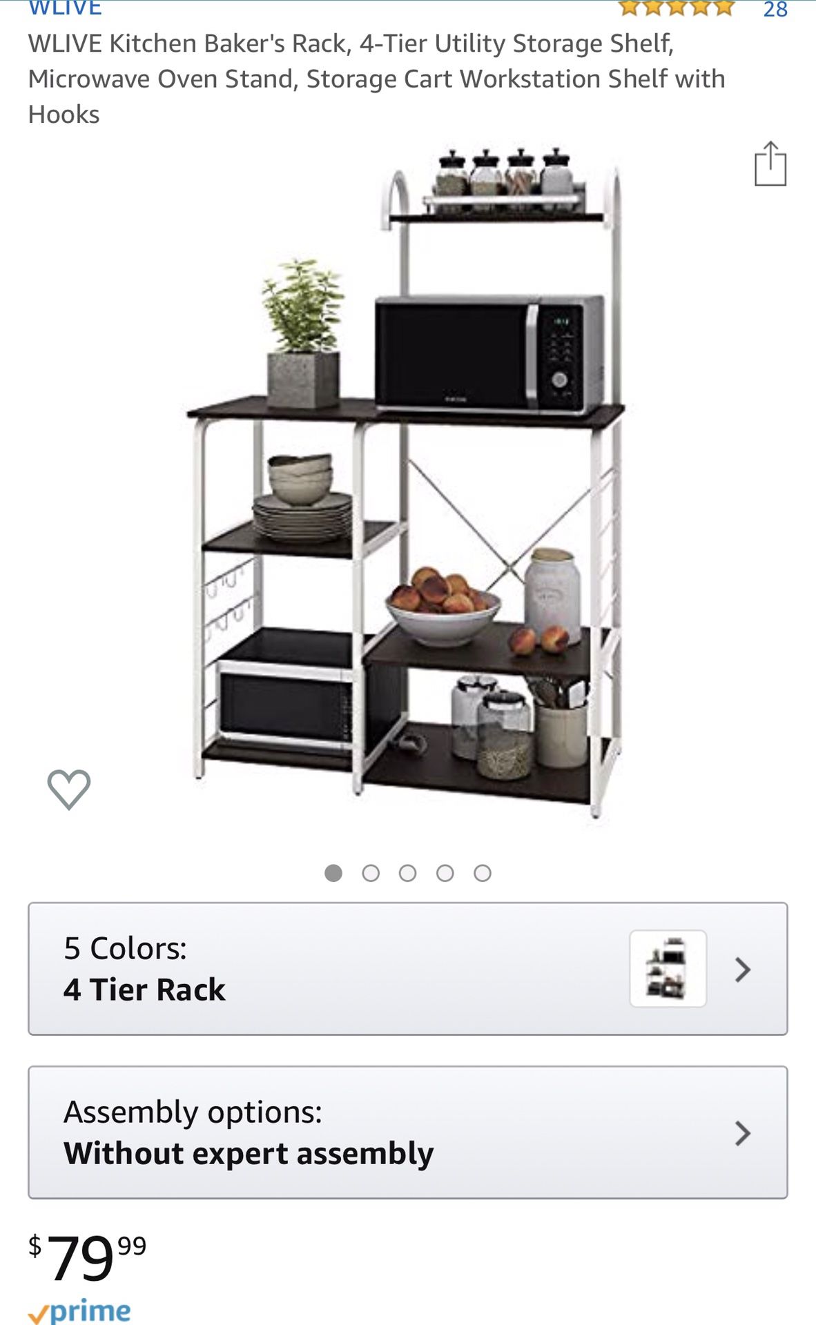Kitchen Baker's Rack, 4-Tier Utility Storage Shelf, Microwave Oven Stand, Storage Cart Workstation Shelf with Hooks