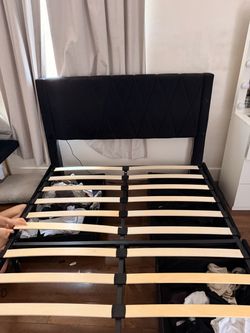 Black Bed Frame with Headboard