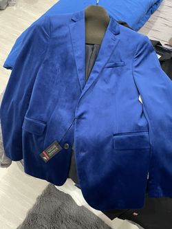 Navy Blue J.Ferrer Velvet Blazer