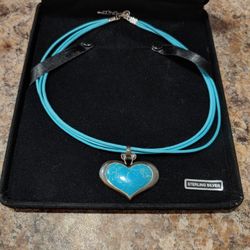 Sterling Silver Heart Rope Necklace