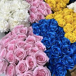 12pc Artificial Flowers Silk Rose Long Branch Bouquet for Wedding Home Decoration Fake Plants DIY Wreath Supplies Accessories