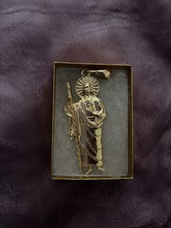 14 K Big Gold Plated San Judas Tadeo Pendant (Very Detailed)