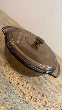Smoky Amber Glass Casserole Dish with Lid