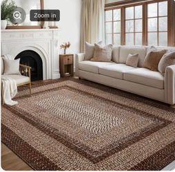 BRAND NEW 9x12 Washable Area Rug - Modern Braided Print Brown Rug