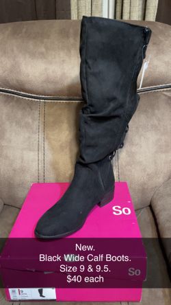 New Black Wide Calf Boots