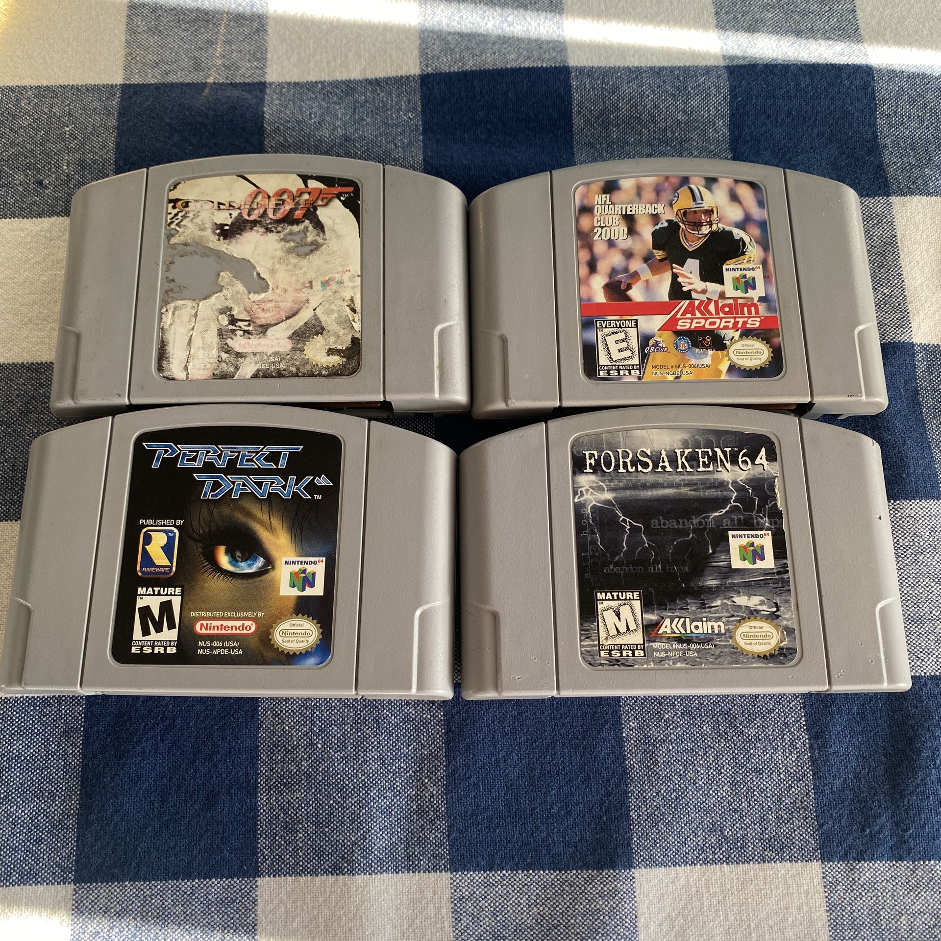 N64 Lot Of 4 Games 007 Perfect Dark Forsaken NFL 2000