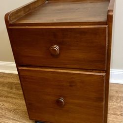 Ethan Allen wooden file cabinet on casters