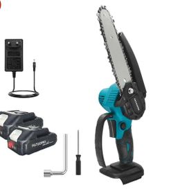  BAZPUR MART® Powerful 6-Inch Cordless Chainsaw for Woodworking, Gardening & Tree Trimming - Lightweight Handheld Design for Easy Use