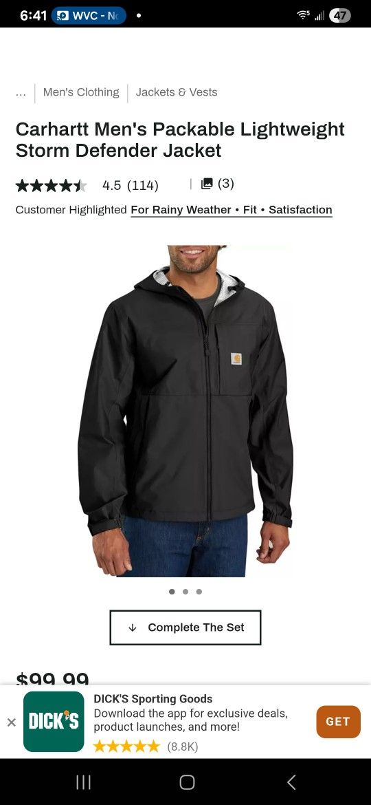 Carhartt Storm Defender Waterproof Lightweight Jacket XXL NWT