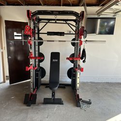 Smith Machine 200 | Adjustable Bench | 245lb Cast Iron Olympic Weights | 7ft Olympic Bar | Fitness | Gym Equipment | FREE DELIVERY/INSTALLATION 🚚 🛠️