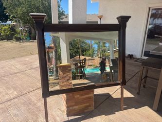 Large Dark Wood Framed Wall Mirror