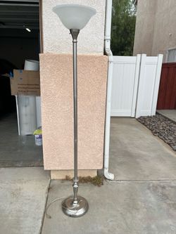 Floor lamp with glass shade