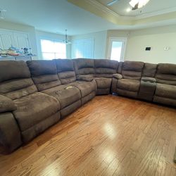 Large Brown Recliner Couch 