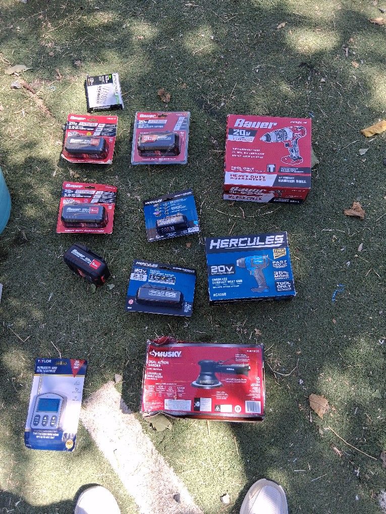 Cordless BAUER DRILL + 3 BATTERIES (in the boxes Unopened)  PLUS Cordless   20 Volt Hercules Heatgun w/ 2- 20 Volt Batteries (in Packages Still)