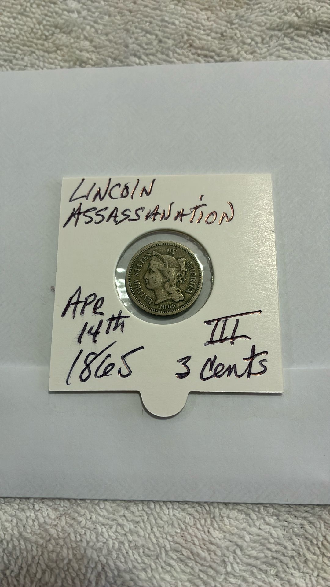 1865 AMERICAN 3 CENT PIECE