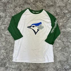 HARRY POTTER TORONTO BLUE JAYS BASEBALL HOGWARTS SLYTHERIN HOUSE RAGLAN TEE SGA 