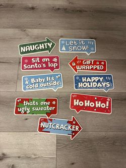 Christmas Holiday Photo Booth Props Signs Set