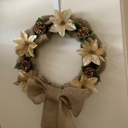 Rustic Burlap Glam Holiday Wreath