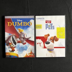 Lot of 4 Disney Pixar Universal DVDs Dumbo Up! Cars Secret Life of Pets