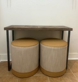 Set of 2 Upholstered Nesting Ottomans/Stools