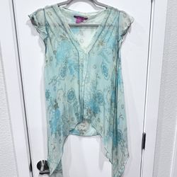 Silk Top Summer Peppermint Green Size 38
