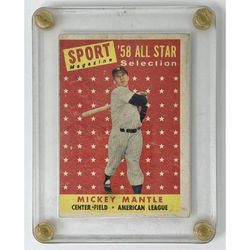 1958 Topps Sport Magazine #487 Mickey Mantle '58 All Star Selection Card