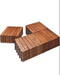 New in box-27 PCS Solid Acacia Wood Interlocking Deck Tiles - 12" x 12" Waterproof Indoor Outdoor Patio Flooring Decking Tiles for Balcony, Backyard &
