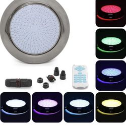 TUNEZ® Epoxy Resin Filled 18W LED Underwater Swimming Pool Light 18 Keys New Advance Remote Control, Stainless Steel, RGB Colour Changing Light Wall S